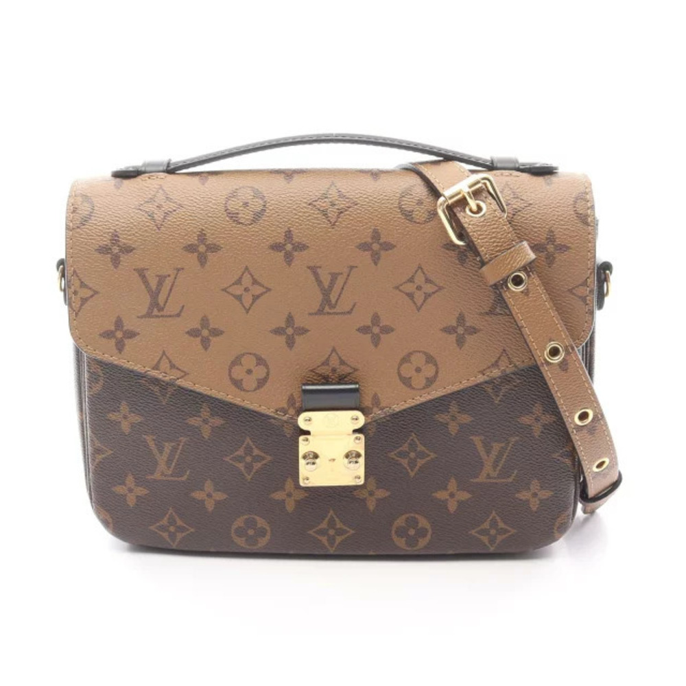 Louis Vuitton Pochette Metis Monogram Reverse Handbag Canvas Leather Brown